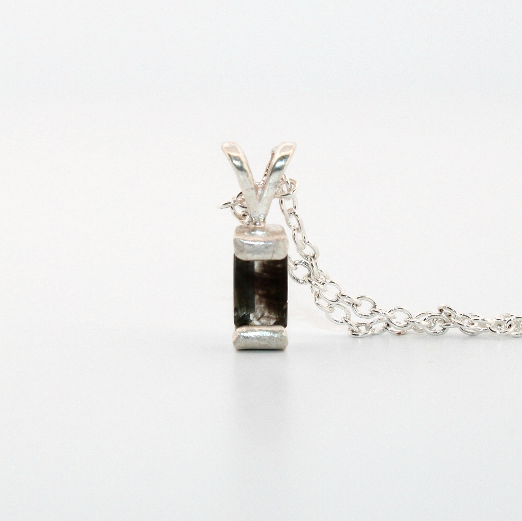 Natural BiColored Tourmaline Sterling Silver Necklace Nt65
